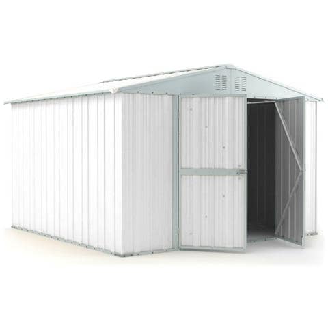 Casetta Giardino Box Attrezzi In Acciaio Zincato 327x307cm X H2.15m - 145kg - 10,04mq - Bianco - Foto 2