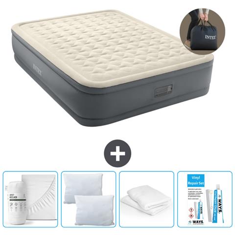 Set Materassino Gonfiabile - 203x152x46 Cm - Grigio - Include Accessori Coordinati Cb15 - Foto 1