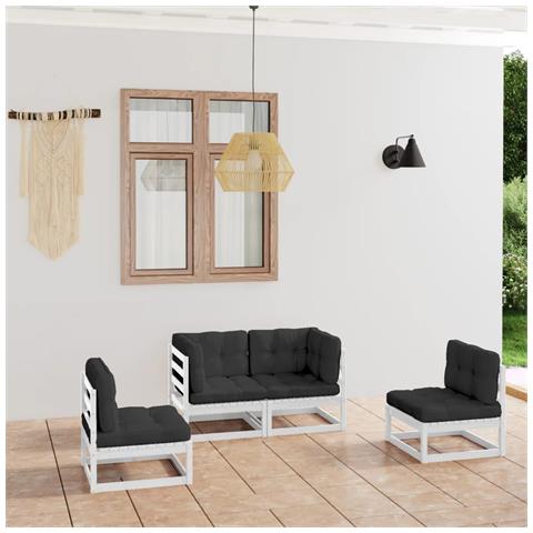 Lusso Casadino -  Set Divani Da Giardino 4 Pz Con Cuscini Legno Massello Pino - Foto 8