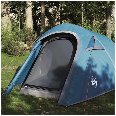 Tenda da Campeggio a Tunnel per 3 Persone Blu Impermeabile - Foto 1