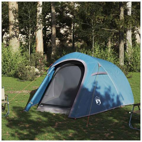 Tenda da Campeggio a Tunnel per 3 Persone Blu Impermeabile - Foto 2