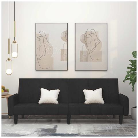 Divano Letto a 2 Posti Nero in Velluto - Foto 2