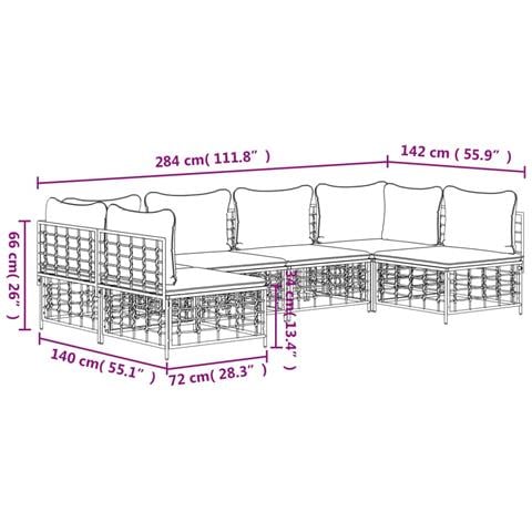 Set Divani da Giardino 6 pz con Cuscini Antracite in Polyrattan - Foto 8