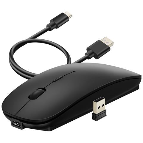 Mouse Senza Fili E Dongle Usb 2.4g Compatto Ricaricabile, Nero - Foto 1