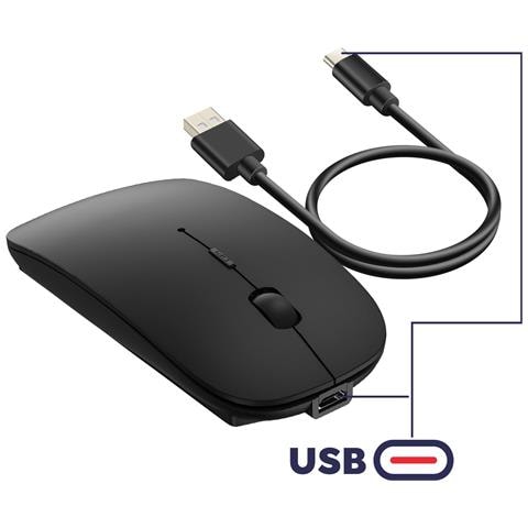 Mouse Senza Fili E Dongle Usb 2.4g Compatto Ricaricabile, Nero - Foto 5