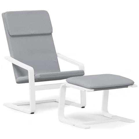 Poltrona Relax con Poggiapiedi Grigio Chiaro in Tessuto - Foto 1