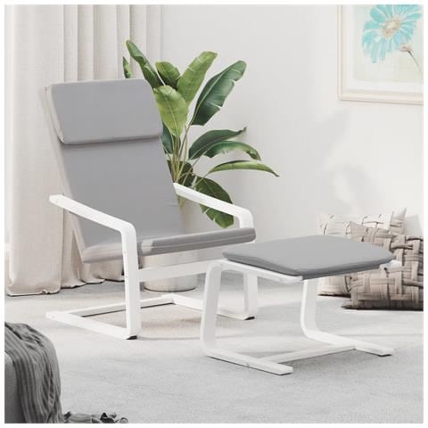 Poltrona Relax con Poggiapiedi Grigio Chiaro in Tessuto - Foto 2