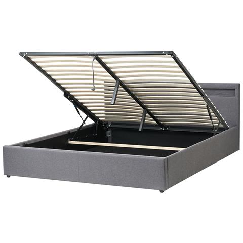 Letto Ottomana Con Led Tessuto Armelle 180 X 200 Cm Grigio Scuro - Foto 2