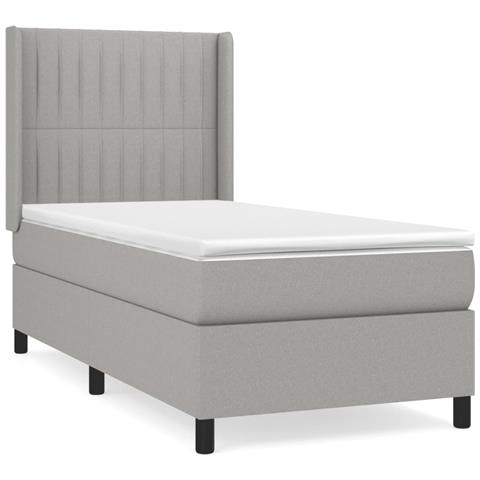 Giroletto a Molle con Materasso Grigio Chiaro 90x190 cm Tessuto - Foto 1