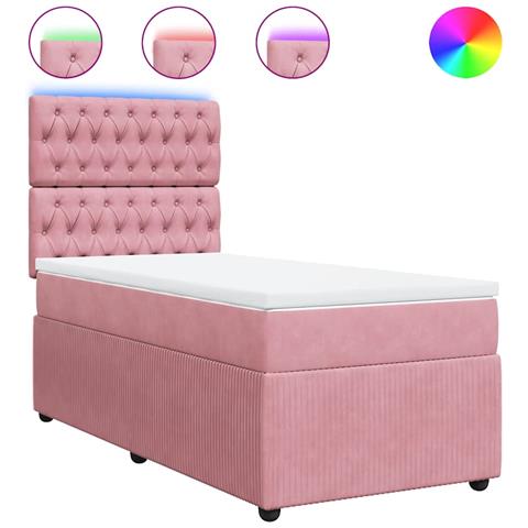 Giroletto a Molle con Materasso Rosa 90x190 cm in Velluto - Foto 1