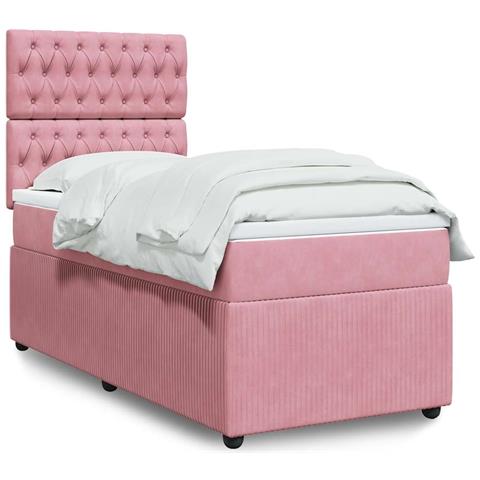 Giroletto a Molle con Materasso Rosa 90x190 cm in Velluto - Foto 2