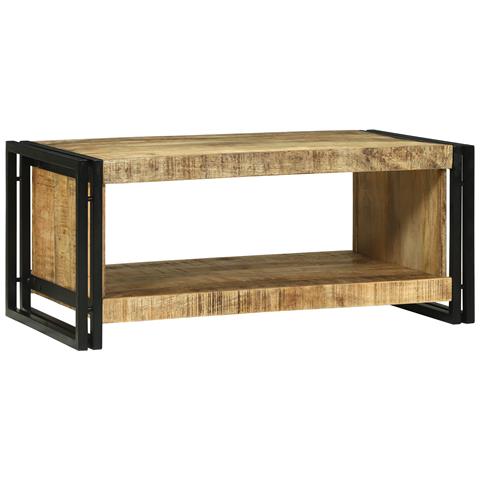 Tavolino da Caffè 90x50x38 cm Legno Massello Grezzo di Mango - Foto 1