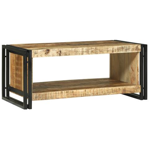 Tavolino da Caffè 90x50x38 cm Legno Massello Grezzo di Mango - Foto 2