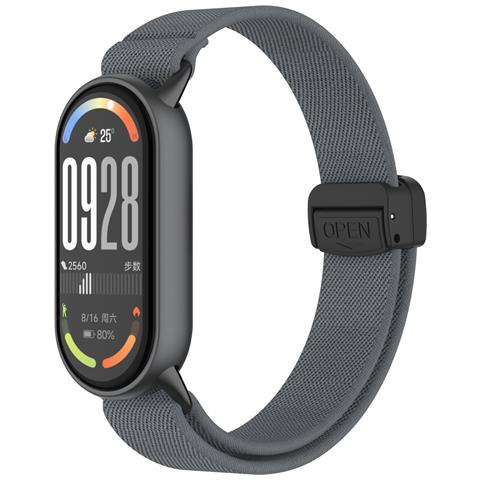 Cinturino Elastico Intrecciato Con Chiusura Magnetica E Punta In Metallo Compatibile Con Xiaomi 10/9/8 - Grigio Darkgrey - Foto 1