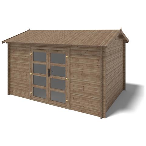 Casetta Da Giardino In Legno - 12m2 - 4x3m - Impregnata - 28mm - Colore: Marrone - Foto 1