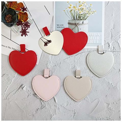 Specchio Compatto A Forma Di Cuore Irregolare In Acciaio Inossidabile E Pu Per Trucco E Regali Silver - Foto 3