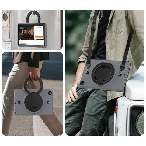 Custodia Per Samsung Galaxy Tab A7 10.4"" Cavalletto E Tracolla Grigia - Foto 4