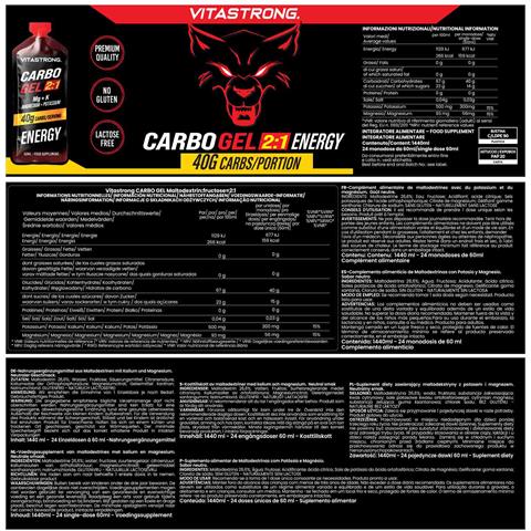 Carbo Gel 2:1 Energy - 24 Buste Monodose Da 60ml - 40g Di Carboidrati, 56mg Di Magnesio, 300mg Di Potassio - Gel Intra-workout - Foto 2