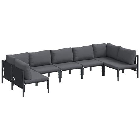 Set Divano da Giardino 7 pcs Antracite Acciaio - Foto 1