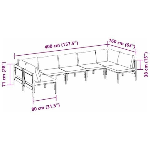 Set Divano da Giardino 7 pcs Antracite Acciaio - Foto 9