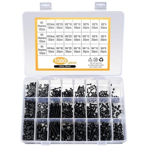 Set Di Assortimento Viti A Testa Cilindrica Esagonale 1080pz - Acciaio Al Carbonio Grado 12.9 - Foto 6