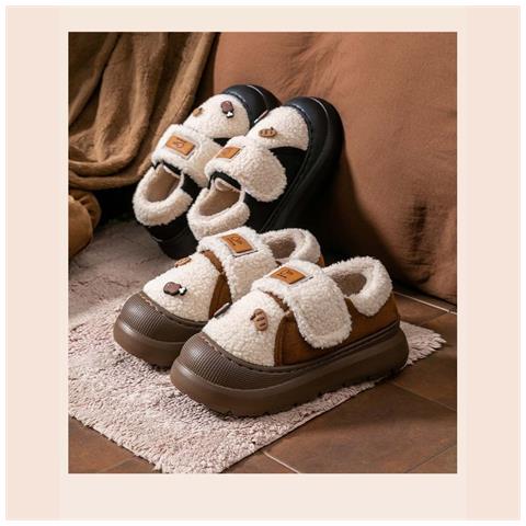 Pantofole Invernali Da Donna In Cotone - Divertimento Fai-da-te, Pile Caldo, Suola Spessa, Pantofole Da Casa Per Interni Coffee 38 - Foto 2