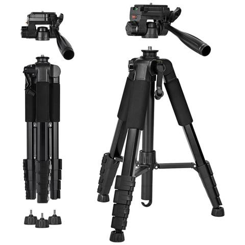 Treppiede Per Telefono In Lega Di Alluminio Nero Da 1,5 M Con Morsetto E - Supporto Portatile Per Fotocamera Per Streaming Live E Fotografia - Foto 3