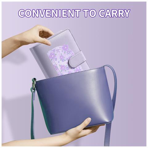 Raccoglitore Per Budget A6 Stile Pittura A Olio: 12 Fogli Di Budget, 8 Tasche Con Cerniera, Adesivi Inclusi Purple - Foto 2