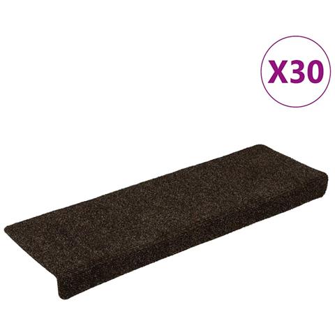 Tappetini per scale autoadesivi 30 pz 65x21x4 cm marrone scuro bordo rettangolare - Foto 1