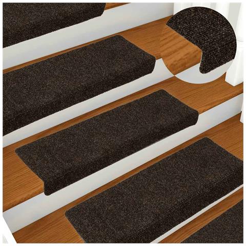 Tappetini per scale autoadesivi 30 pz 65x21x4 cm marrone scuro bordo rettangolare - Foto 2