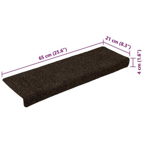 Tappetini per scale autoadesivi 30 pz 65x21x4 cm marrone scuro bordo rettangolare - Foto 8