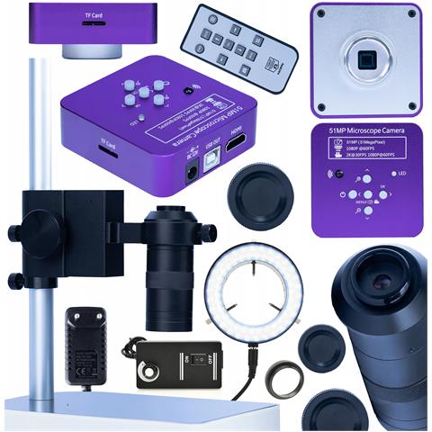 Set Microscopico Puppis Pink Pro 4 In 1 - Camera 51mp Hdmi Usb, Obiettivo 100x, Piattaforma 50mm / 40mm, Illuminatore 56xled | Alta Qualità Immagine E Precisione - Foto 1