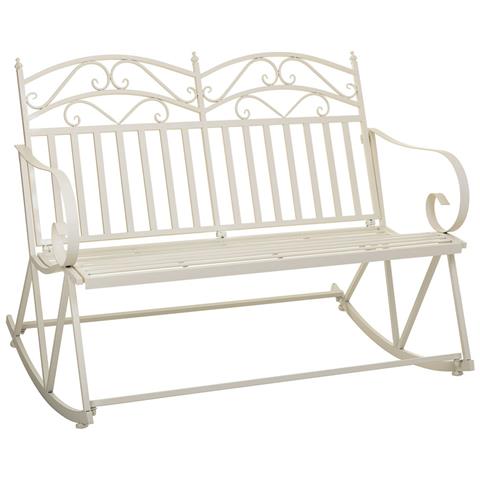 Divano A Dondolo In Ferro Battuto Bianco 116x45x91h Cm - Foto 1