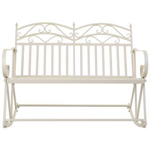 Divano A Dondolo In Ferro Battuto Bianco 116x45x91h Cm - Foto 2