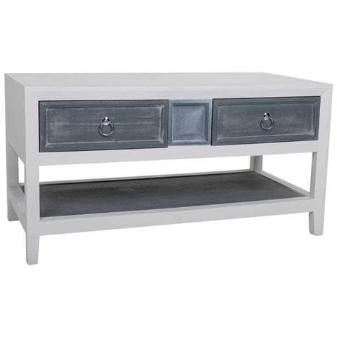 Tavolino Da Centro In Legno Laccato Bianco E Grigio 104x51x53h - Foto 1