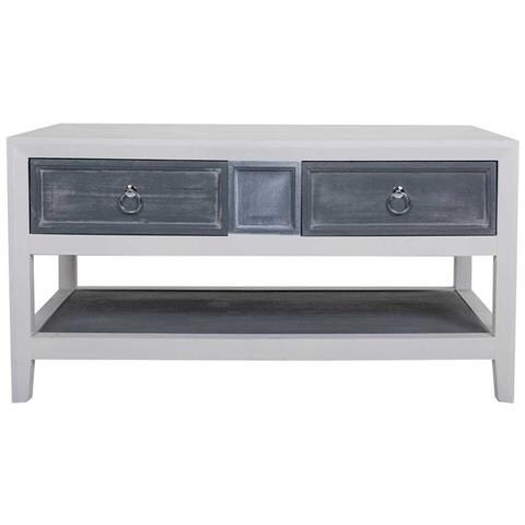 Tavolino Da Centro In Legno Laccato Bianco E Grigio 104x51x53h - Foto 2