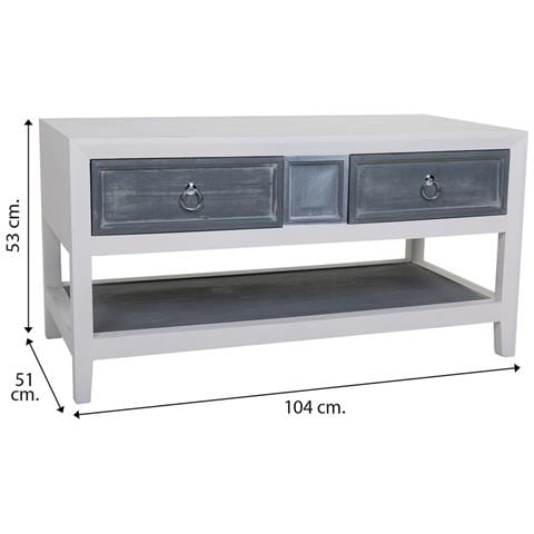 Tavolino Da Centro In Legno Laccato Bianco E Grigio 104x51x53h - Foto 6