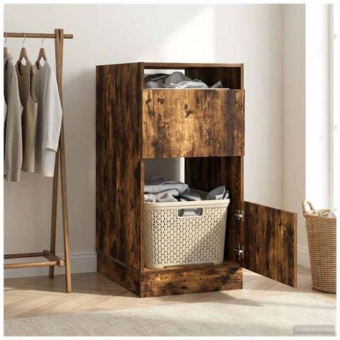 Mobile da lavanderia con porta Rovere fumé Legno multistrato - Foto 2