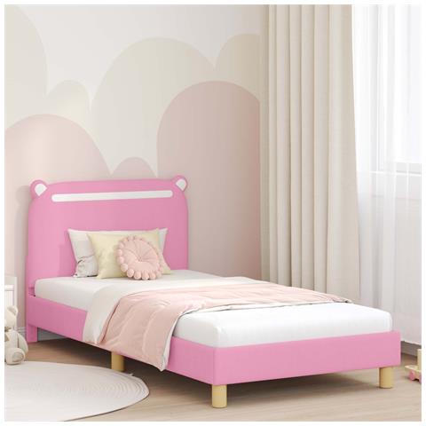 Struttura letto bambini con testata Rosa 90 x 190 cm Tessuto - Foto 2
