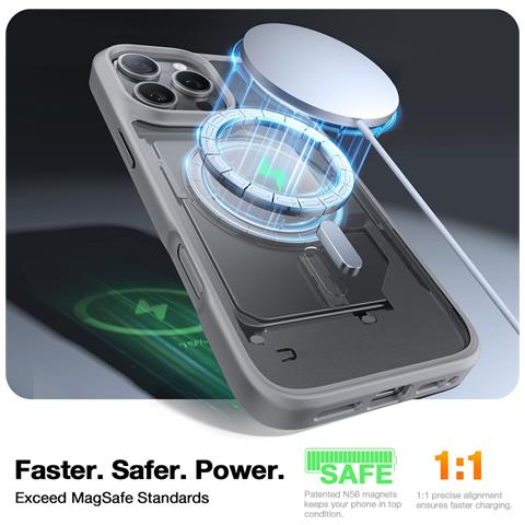 Cover per iPhone 16 Pro Max - TPU+PC, Grigio, MagSafe - Foto 4