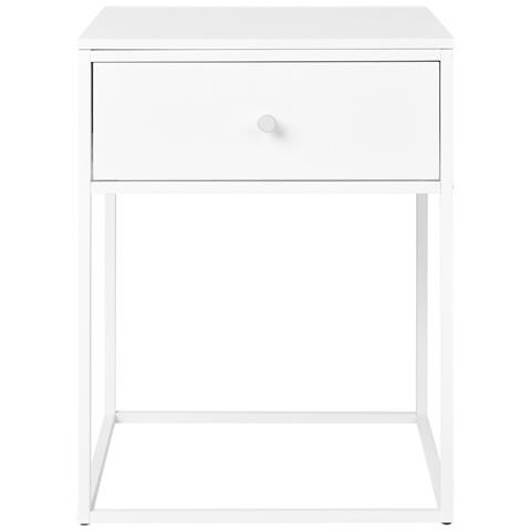 Comodino Vita Con Cassetto Bianco E Gambe In Metallo — 40×40×55 Cm - Foto 1