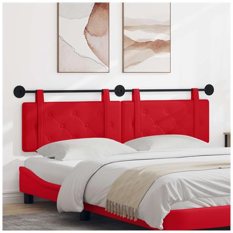 Testata appesa Rosso 190 x 55 x 5 cm Pelle Sintetica - Foto 2