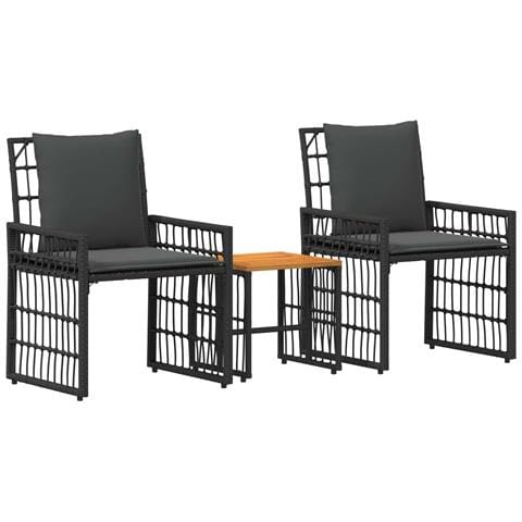 Set di Mobili da Esterno 3 pcs Nero e Grigio scuro - Foto 1