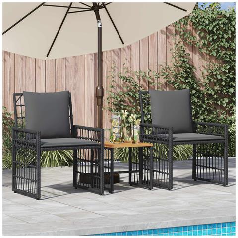 Set di Mobili da Esterno 3 pcs Nero e Grigio scuro - Foto 2