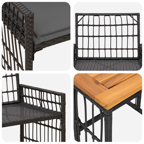 Set di Mobili da Esterno 3 pcs Nero e Grigio scuro - Foto 9