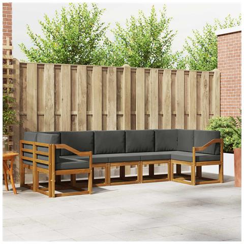 Set di divani da esterno con cuscino 7 pcs Naturale e Antracite - Foto 2