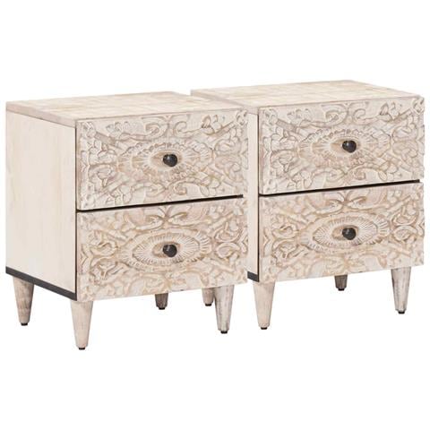 Armadio da Notte con cassetto 2 pcs Bianco 40 x 33,5 x 46 cm - Foto 1