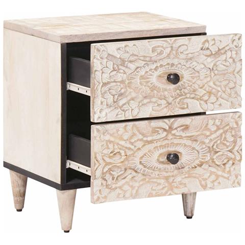 Armadio da Notte con cassetto 2 pcs Bianco 40 x 33,5 x 46 cm - Foto 2