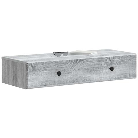 Tavolino da Parete Laterale Grigio Sonoma 87,5 x 34,5 x 17 cm - Foto 2