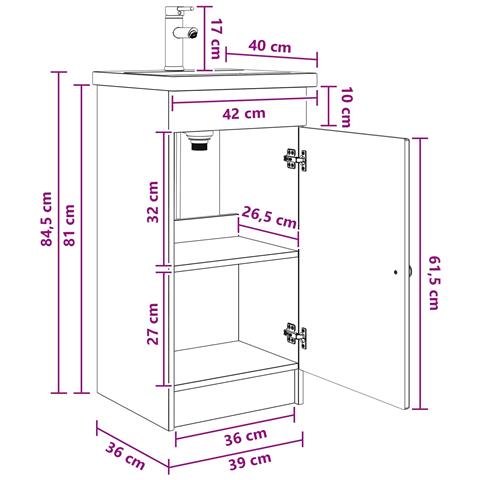 Mobile da bagno con lavabo Rovere Sonoma 42 x 40 x 84,5 cm - Foto 8